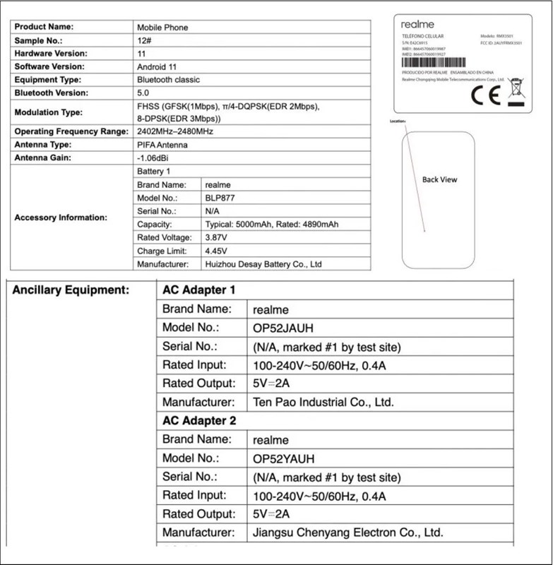 Realme C31 với pin 5.000 mAh xuất hiện trên trang web chứng nhận FCC Realme C31 với pin 5.000 mAh xuất hiện trên trang web chứng nhận FCC