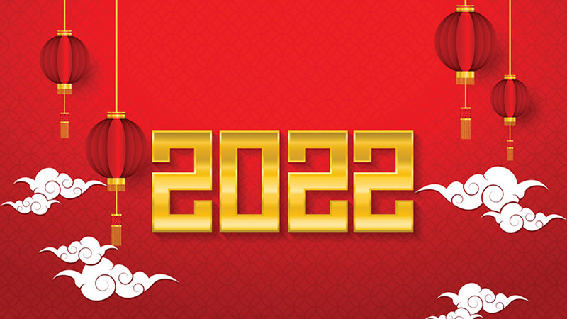 Hình nền số 2022 đơn giản với sắc đỏ may mắn cho máy tính