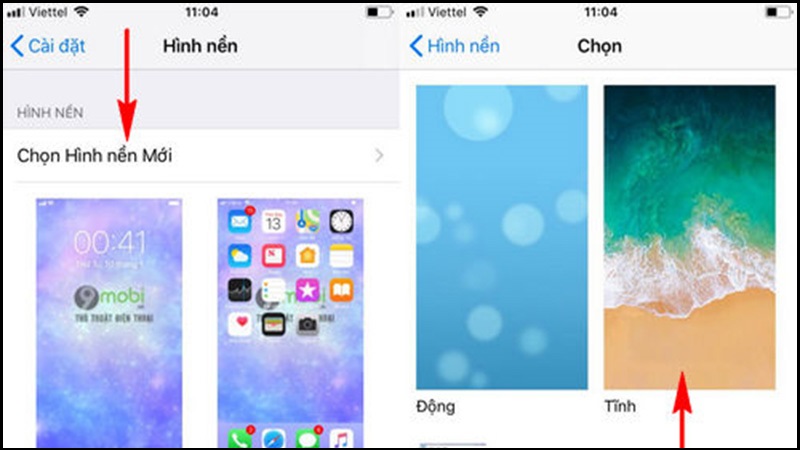 Chọn Hình nền mới rồi chọn Động hoặc Tĩnh