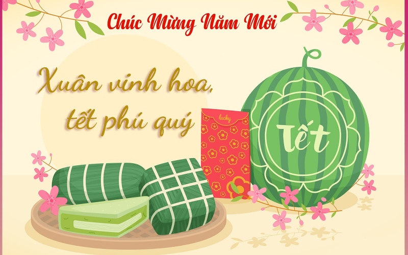 Watermelon, banh chung, banh tet