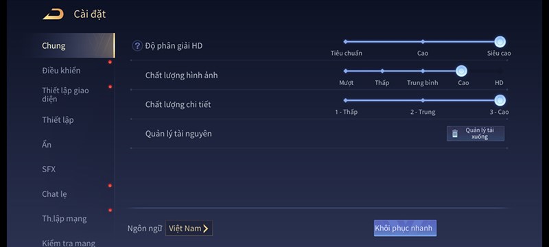 Thiết lập đồ họa trong Liên Quân Mobile mà mình dùng để test pin Redmi Note 11.Thiết lập đồ họa trong Liên Quân Mobile mà mình dùng để test pin Redmi Note 11.