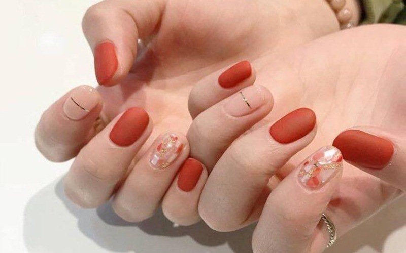 Nail Ombre cam pha đỏ