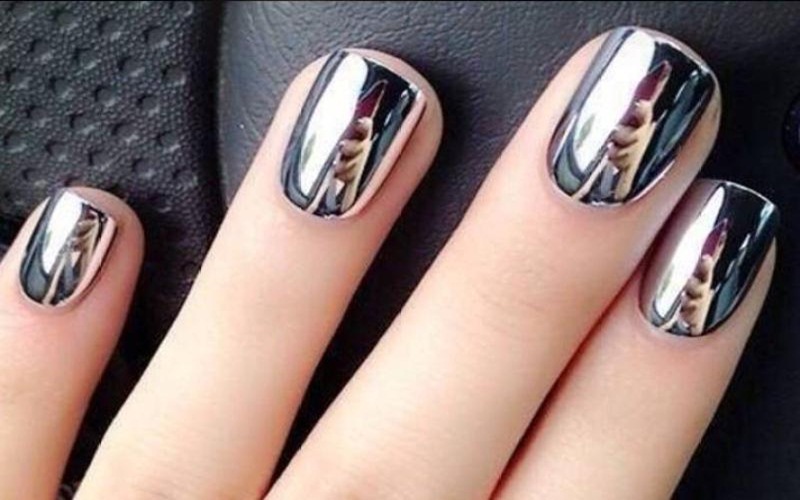 Nail Ombre tráng gương bạc