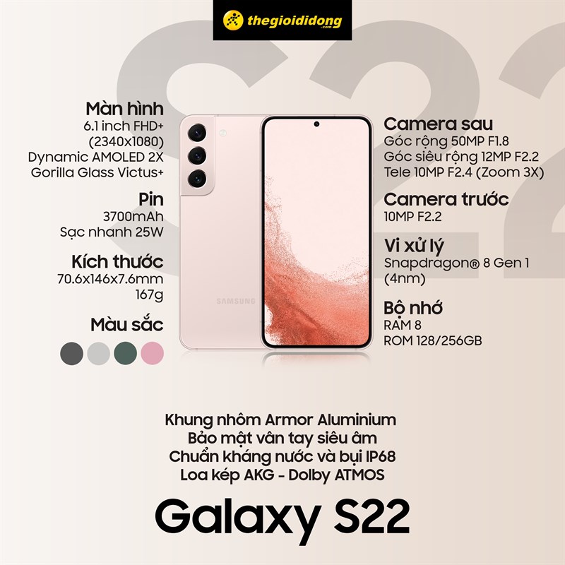 Cấu hình chi tiết Galaxy S22