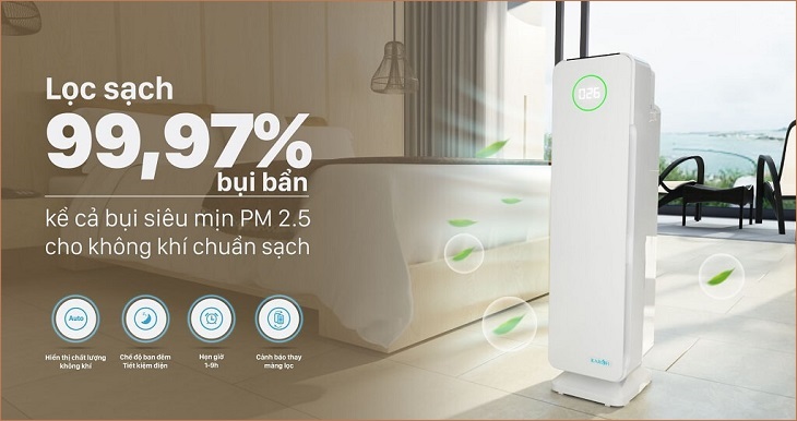 Máy lọc không khí Karofi KAP-115 có thể lọc sạch bụi mịn PM2.5