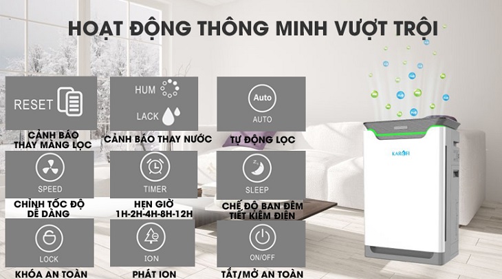 Máy lọc không khí Karofi KAP-317 được trang bị nhiều tính năngMáy lọc không khí Karofi KAP-317 được trang bị nhiều tính năng