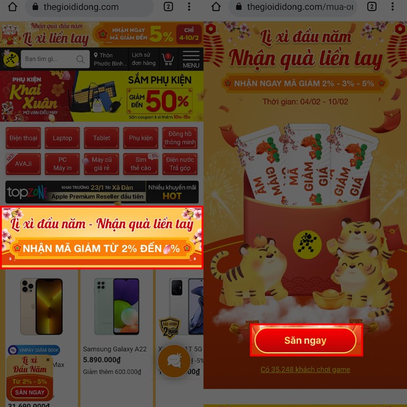Lì xì đầu năm nhận quà liền tay