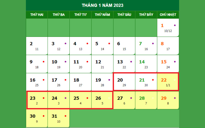 3. Các Ngày Lễ Quan Trọng Trong Tháng 1/2023