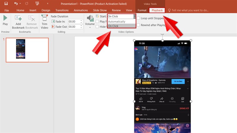 Hướng dẫn cài đặt tùy chọn phát, thay đổi kích cỡ, điều chỉnh âm lượng video trong PowerPoint