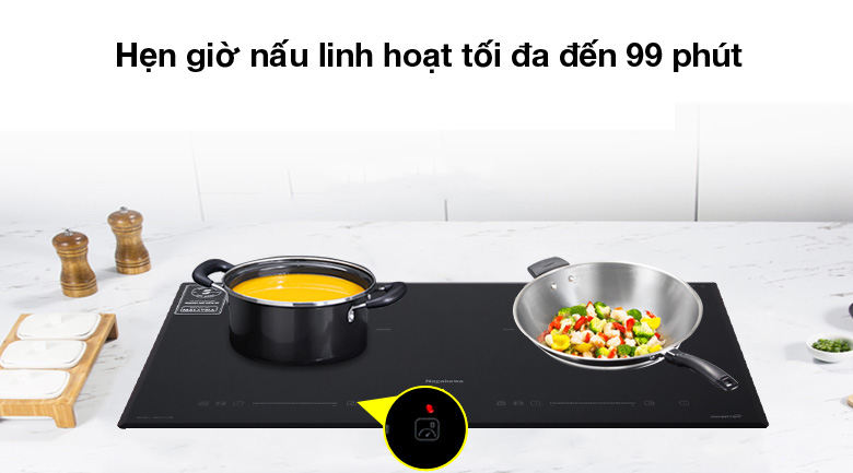 Hẹn giờ nấu tối đa lên đến 99 phút giúp bạn chủ động thời gian nấu nướng 9 lý do chọn mua bếp điện từ đôi lắp âm Nagakawa NK2C08MS > Hẹn giờ nấu tối đa lên đến 99 phút giúp bạn chủ động thời gian nấu nướng