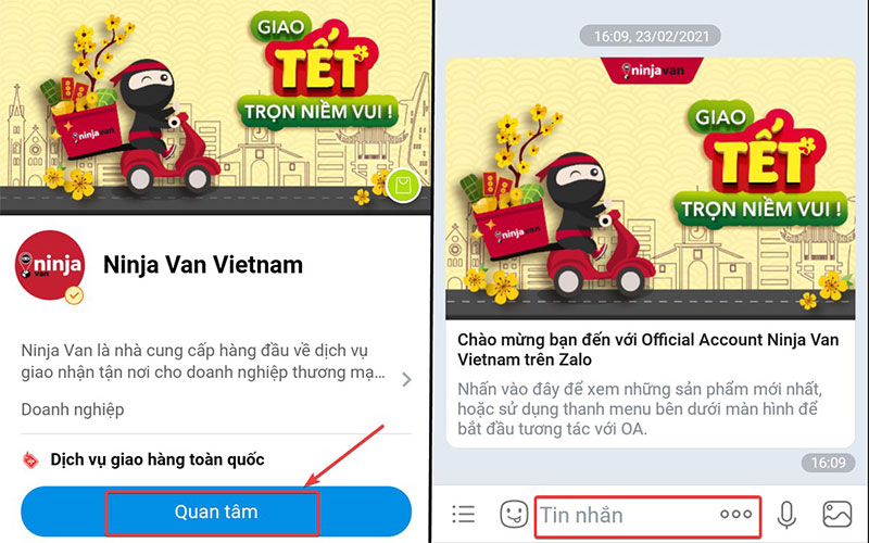 Tra cứu vận đơn trên Zalo Ninja Van