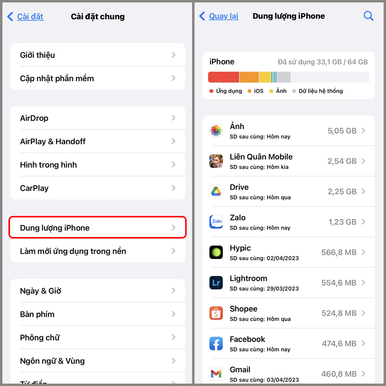 cách xóa dữ liệu hệ thống trên iPhone