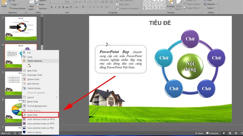 Cách ẩn slide khi trình chiếu trong PowerPoint