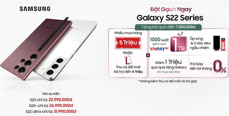 đặt gạch Galaxy S22 series