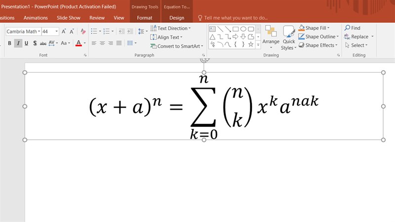 Hướng dẫn cách viết công thức toán học trong PowerPoint