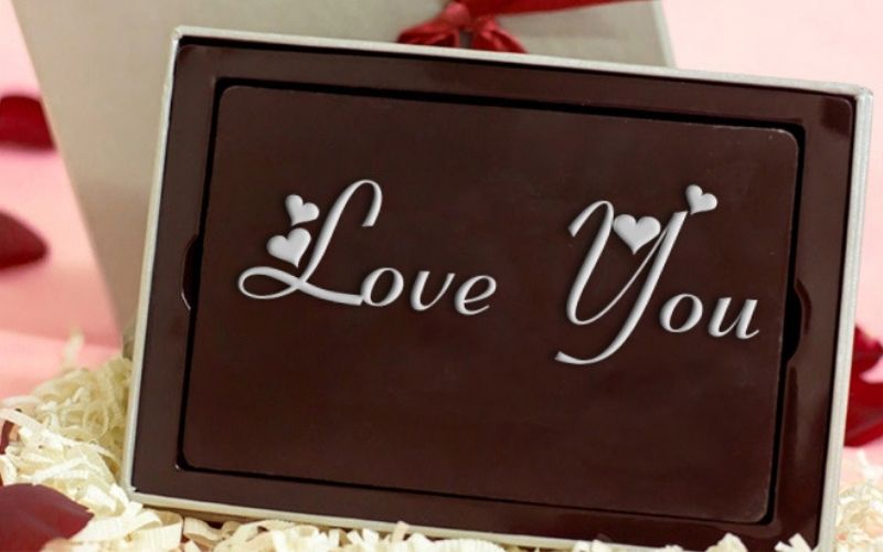 Thanh chocolate valentine in chữ nghệ thuật