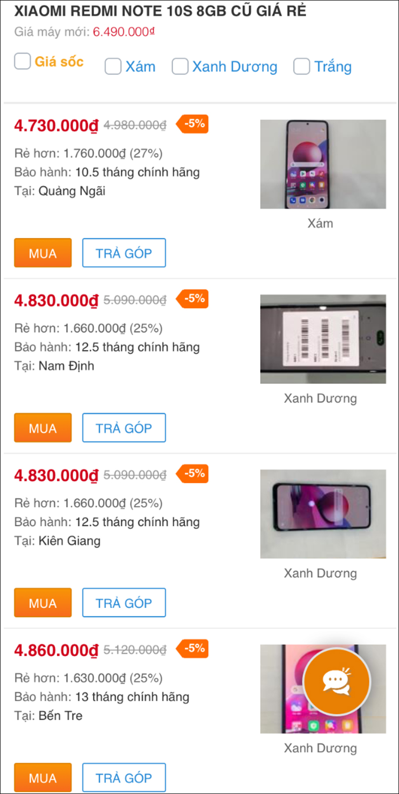 Xiaomi Redmi Note 10S 8GB cũ Xiaomi Redmi Note 10S 8GB cũ