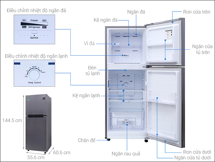 Hướng dẫn cách điều chỉnh nhiệt độ tủ lạnh Samsung đúng cách > Đối với tủ lạnh Samsung 1 dàn lạnh