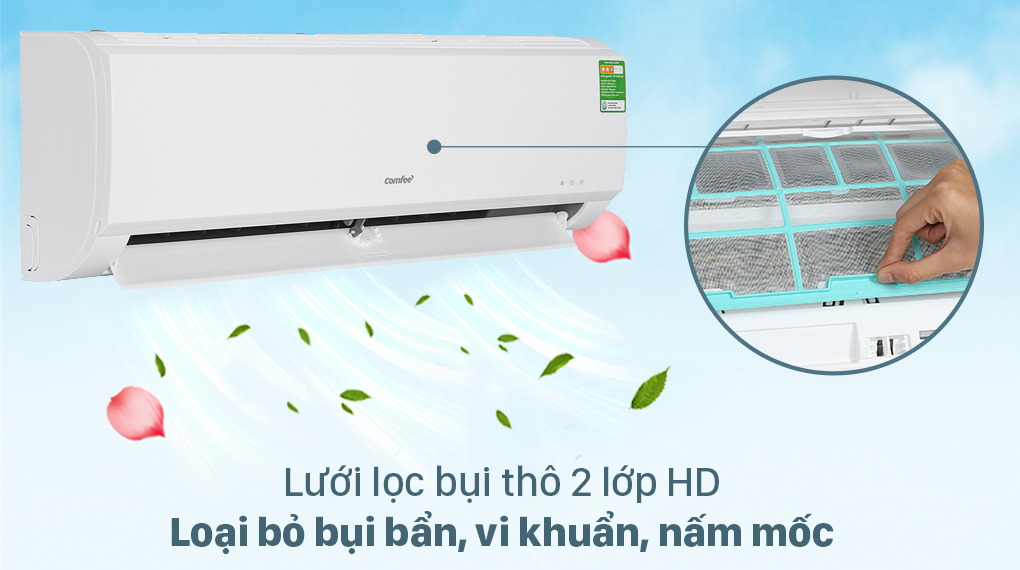 Máy lạnh Comfee lọc sạch bụi bẩn với màng lọc HD