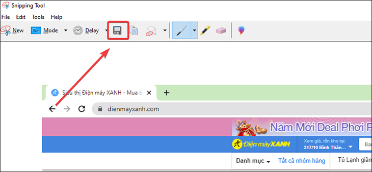  Sau khi chụp xong, bạn hãy chọn biểu tượng Save hoặc tổ hợp phím Ctrl + S để lưu hình ảnh. 