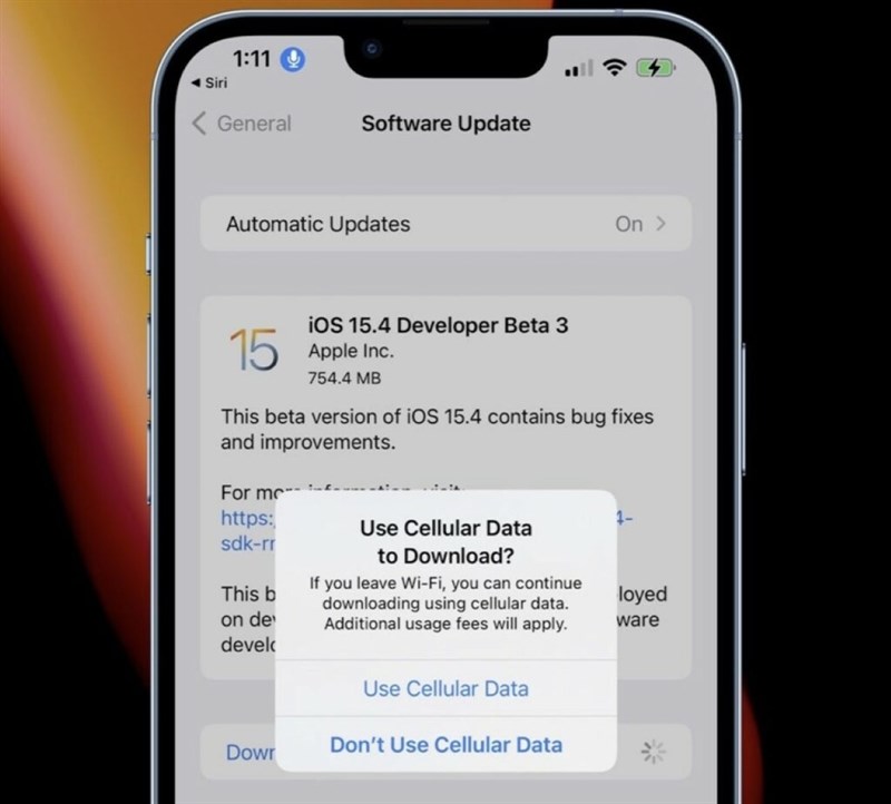 iOS 15.4 có thể cho phép bạn tải xuống bản cập nhật phần mềm qua 4G