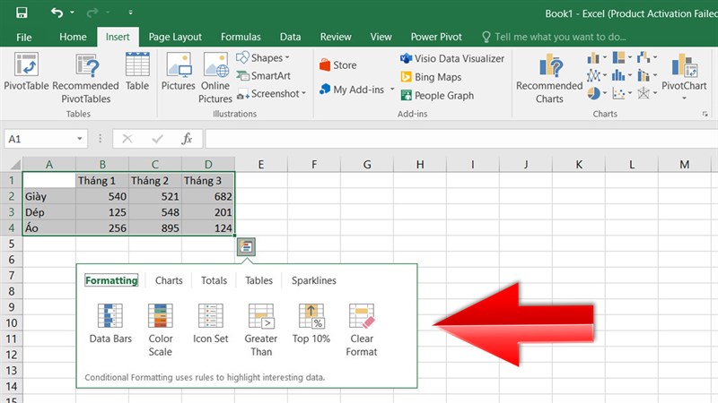 Cách dùng tính năng phân tích nhanh dữ liệu trong Excel