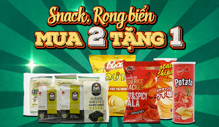 Từ 18/2/2022 - 17/3/2022, snack, rong biển mua 2 tặng 1