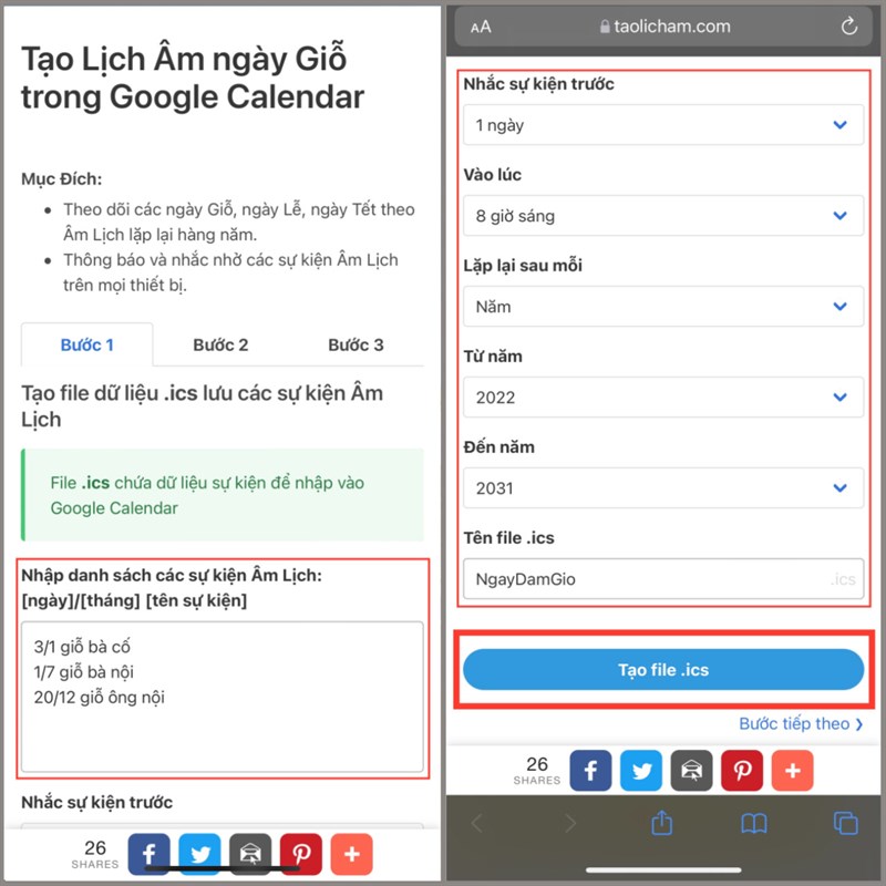 Cách tạo và theo dõi lịch âm trên điện thoại