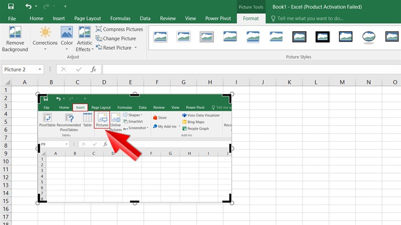 cách cắt ảnh bằng Excel