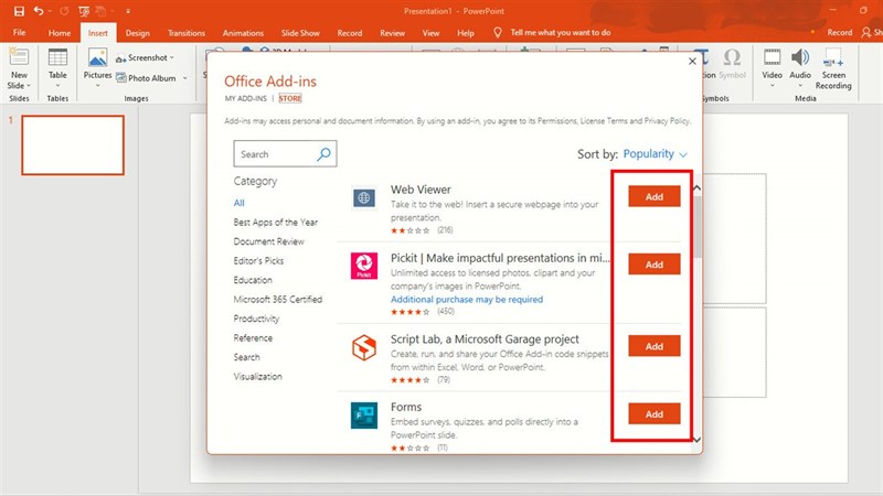 Cách thêm tiện ích bổ trợ Add ins vào PowerPoint