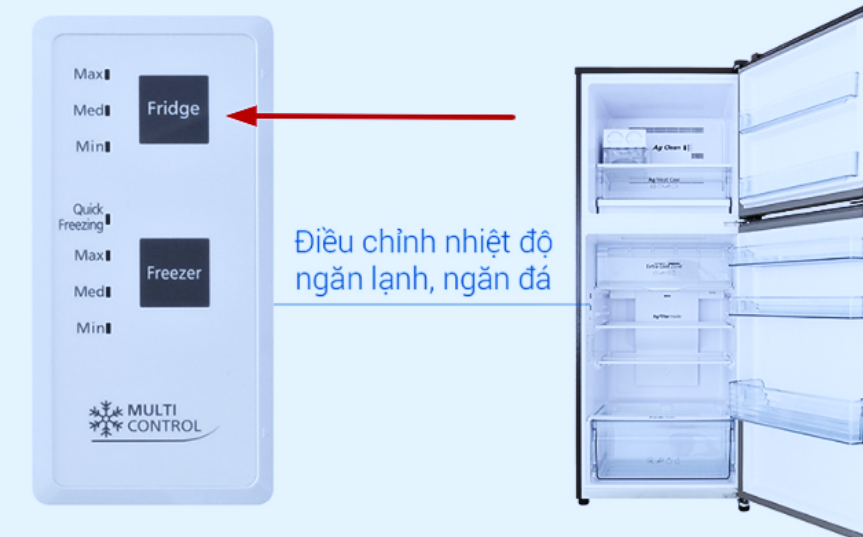 Điều chỉnh nhiệt độ tủ lạnh có bảng điều khiển điện tử cho ngăn mát