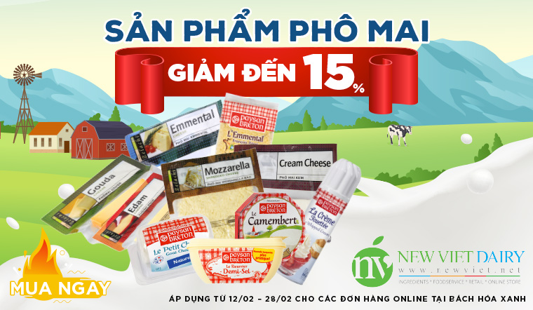 Từ 20/2 - 28/2/2022, sản phẩm phô mai giảm đến 15%