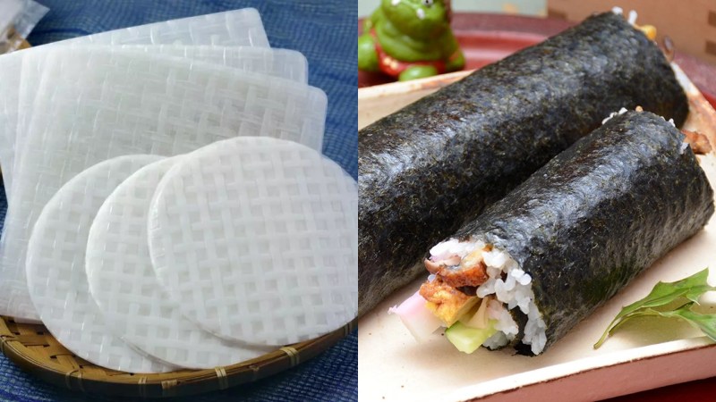 Use rice paper for rolling kimbap