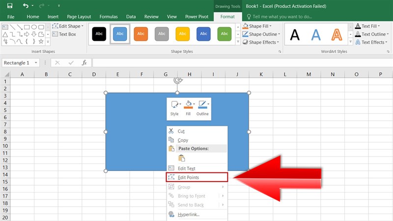 cách thay đổi hình dạng Shapes trong Excel