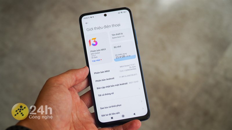 Redmi Note 12S có RAM 8 GB