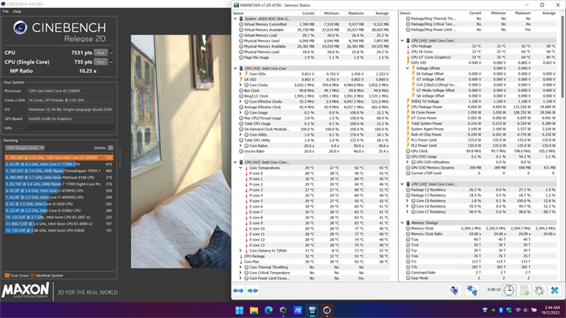 Kết quả bài test hiệu năng với phần mềm CINEBENCH Release 20 trên ROG Strix SCAR 17. Nguồn: ASUS.