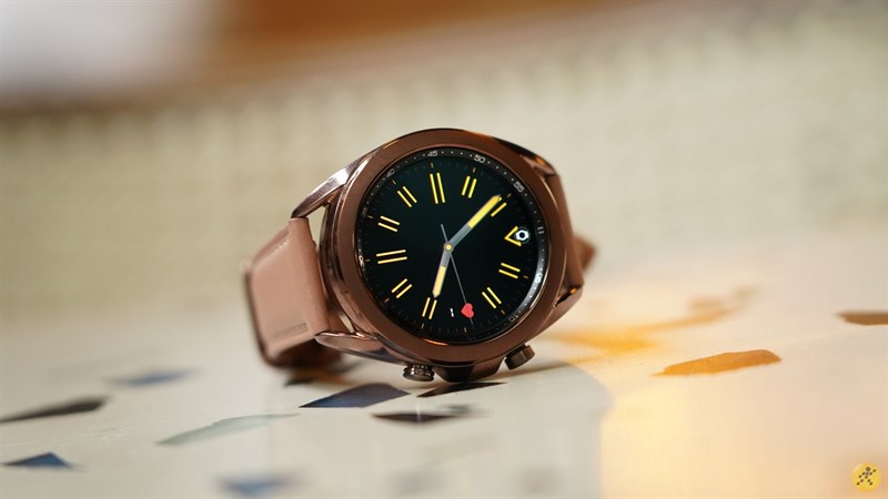 Đồng hồ thông minh Samsung Galaxy Watch 3 41mm thép vàng dây da hồng