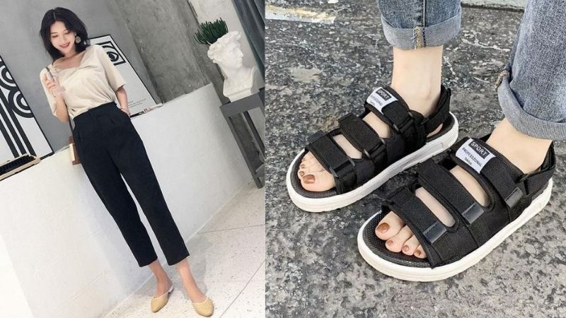 Phối quần baggy với sandal