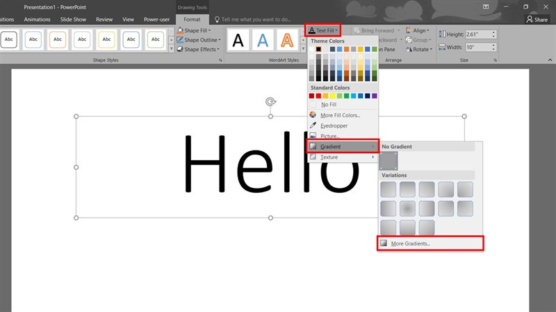 Cách tạo hiệu ứng gradient cho văn bản trong PowerPoint