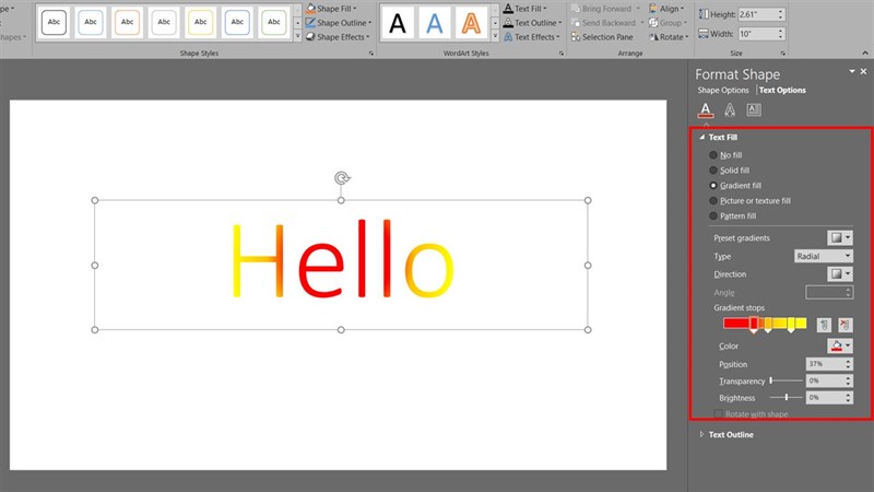 Cách tạo hiệu ứng gradient cho văn bản trong PowerPoint
