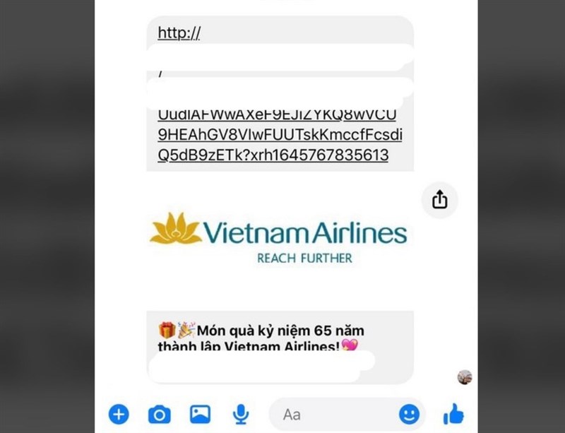 Lan truyền đường dẫn lừa đảo mạo danh Vietnam Airlines