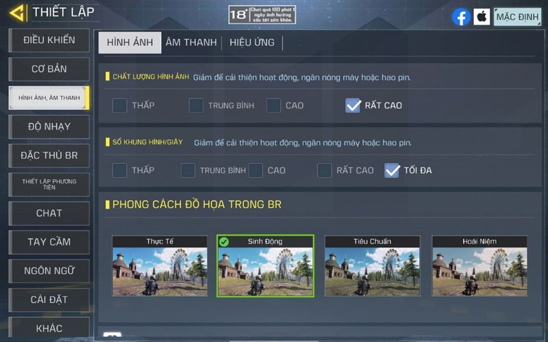 Thiết lập đồ họa Call Of Duty Mobile trên Galaxy Tab S8+