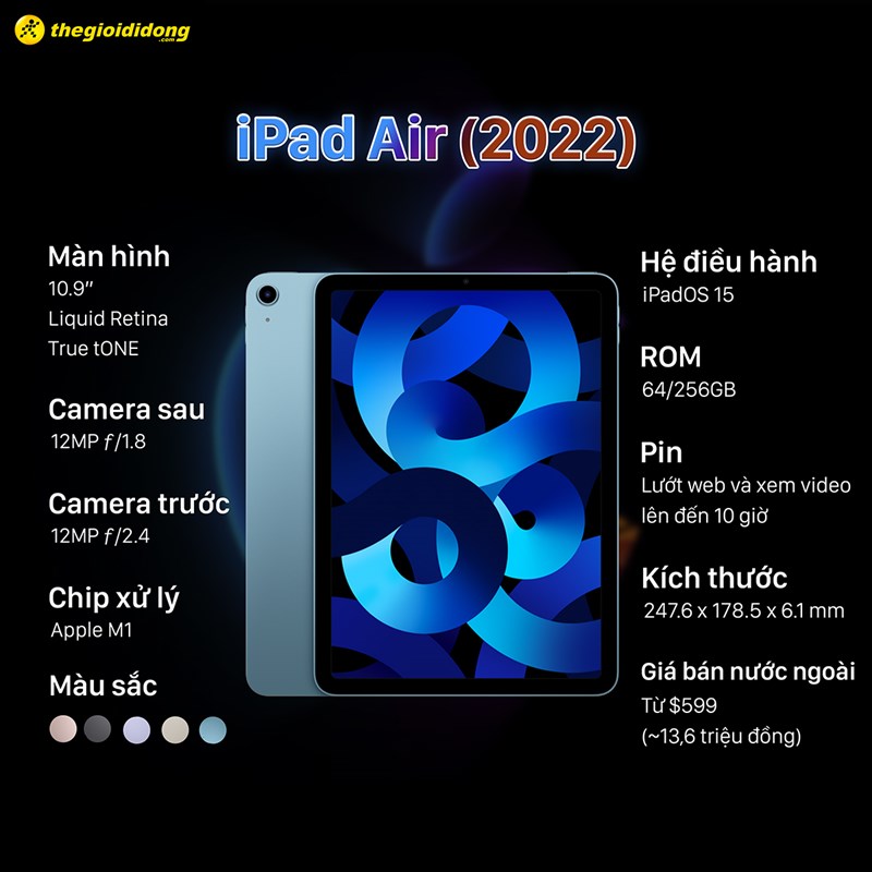 Thông số cấu hình của iPad Air 5 Thông số cấu hình của iPad Air 5