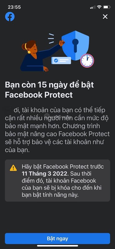 Tính năng bảo mật nâng cao Facebook Protect