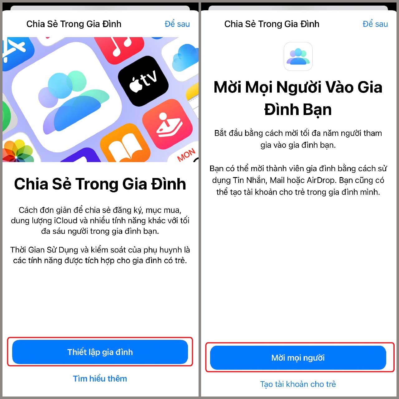 Cách thiết lập Family Sharing cho iPhone, giúp gia đình thêm gắn kết