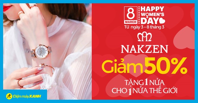 Dành tặng người phụ nữ mình yêu với top 10 đồng hồ Nakzen giảm SỐC 50%, giao nhanh miễn phí, ý nghĩa nhân dịp 8-3