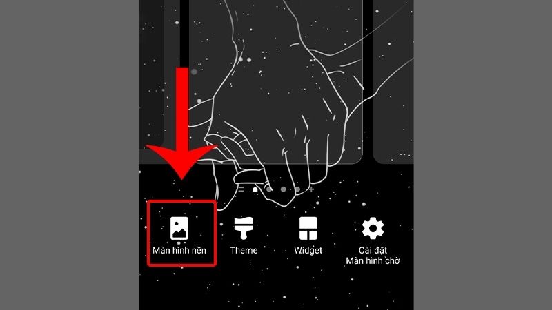 Nhấn giữ khoảng trống trên màn hình và chọn Màn hình nền