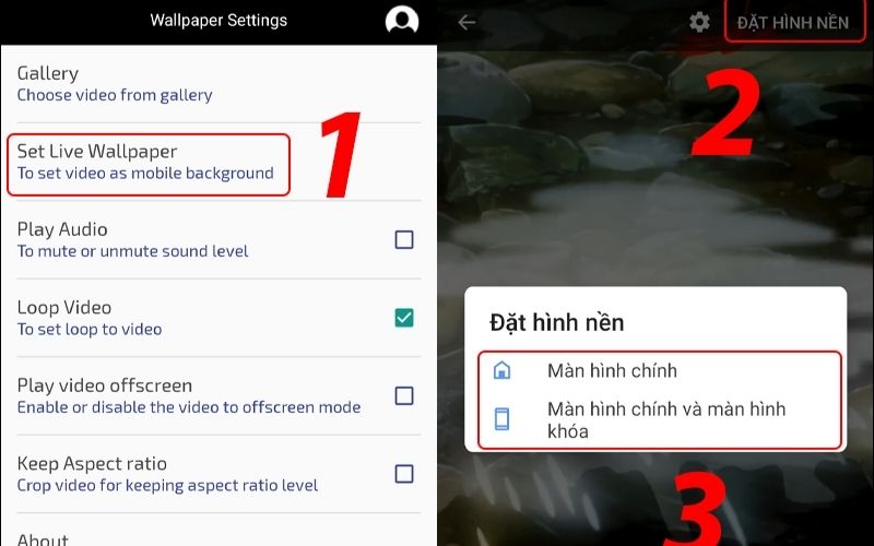 Chọn Set Live Wallpaper rồi cài đặt hình nền