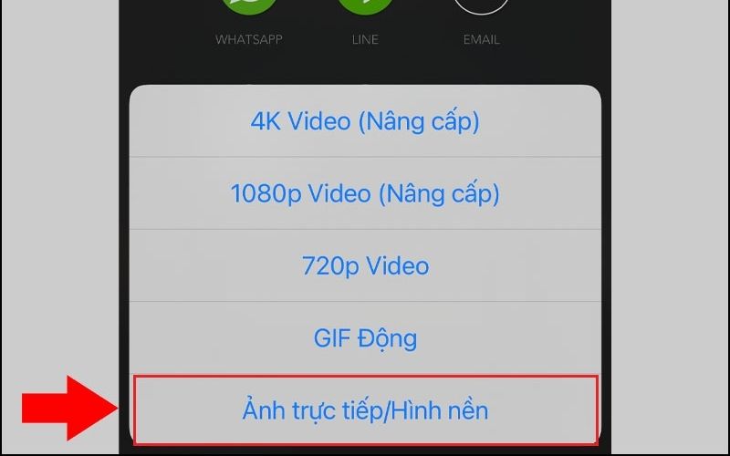 Chọn Ảnh trực tiếp/Hình nền