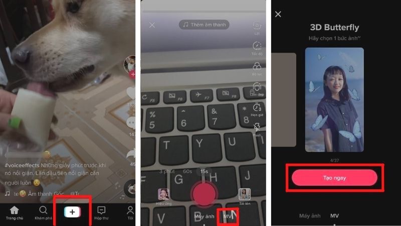 Nhấn biểu tượng dấu cộng và nhấn chọn MV để tạo ngay video
